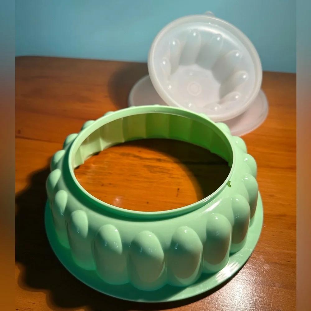 Nostalgic Summertime Picnic Potluck Vintage Tupperware Seafoam Green Jello Mold